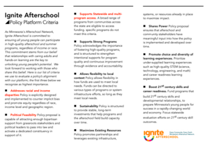 Afterschool Policy Platform Criteria & FAQ